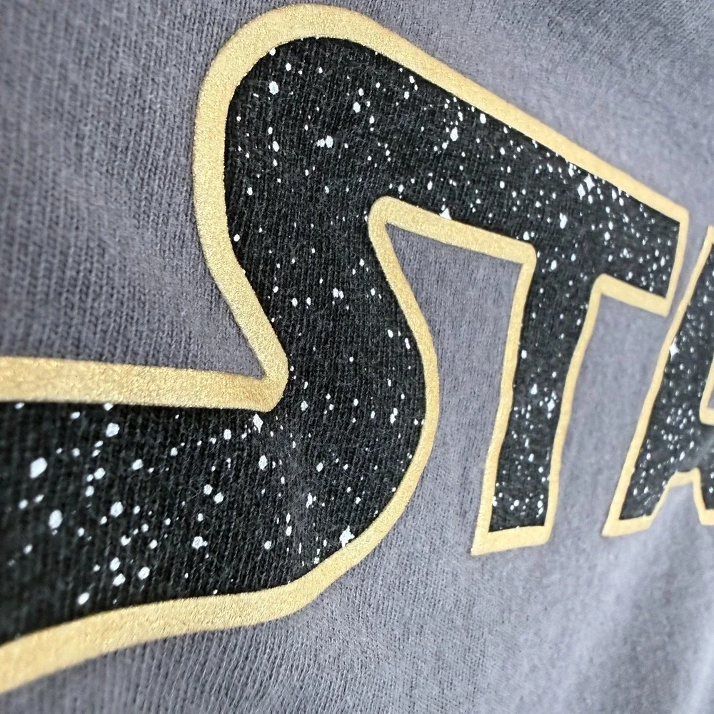 Disney Parks Star Wars Galaxys Edge Spirit Jersey‎ Shirt XS Gray Gold Glitter
